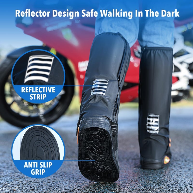 Meqi Waterproof Shoe Covers Rain Shoe Cover with Reflector for Men Women - Image 3